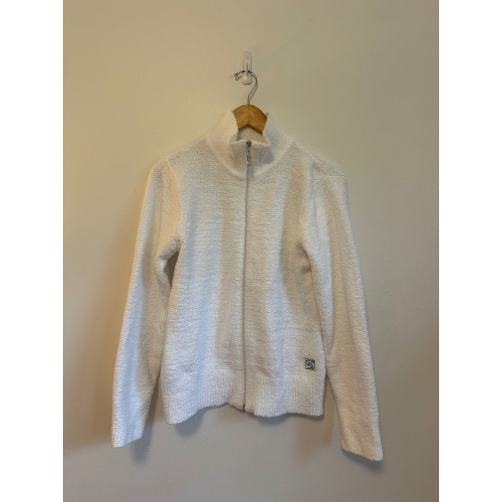 Kashwere White Full Zip Mock Neck Plush Microfiber Jacket | Size Small